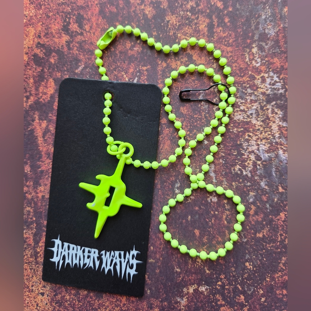 Dolls Kill Neon Yellow Darker Wavs Collectable Pendant D Necklace